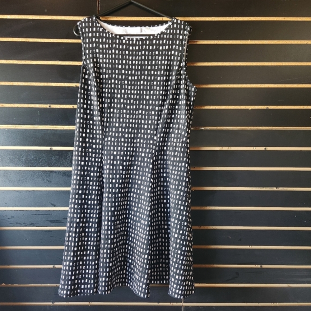 New York & Company Black and White Patterned Midi Dress Size XL - Picture 3 of 6